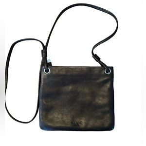 Margot New York Genuine Pebbled Soft Leather Crossbody Bag Black